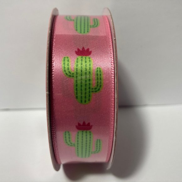 4 Pink Green Cactus Ribbon - Picture 1 of 7